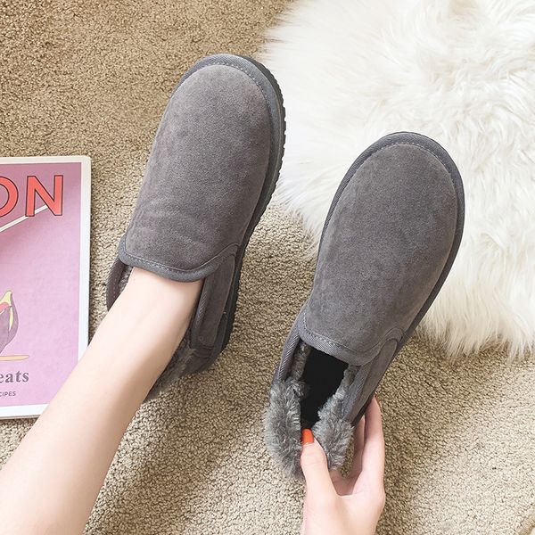 

fashion plush women shoes winter snow boots warm casual boots women slip on faux fur mother winter flat shoes botas mujer, Black