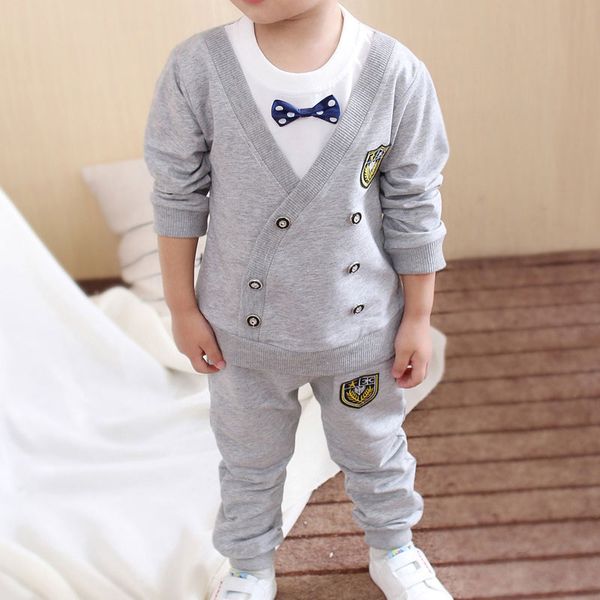 

spring autumn baby boy clothes set children clothing sets sweater fabric kids clothes baby boys t-shirts+pants, White