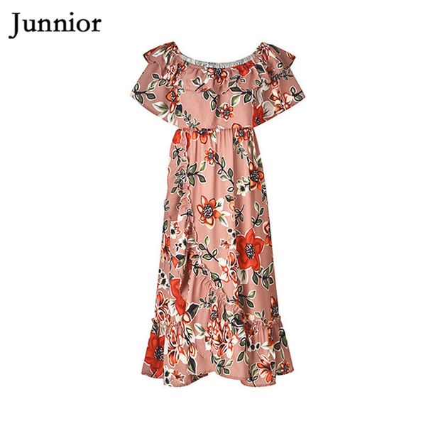 

junnior summer bohemian holiday dress female chiffon layered slash neck beachwear women floral frilled peplum dress modis femme, Black;gray