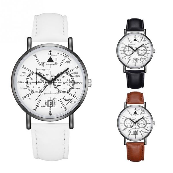 

fashionable round dial mathematics pattern quartz pu leather wristwatch, Slivery;brown