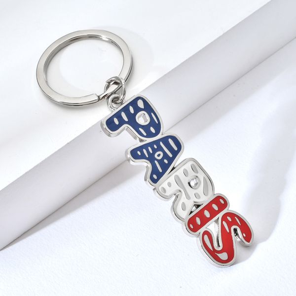 

оптовой париж красочного alphabat сувенир брелок франция письмо металл брелок для лучшего друга, Silver