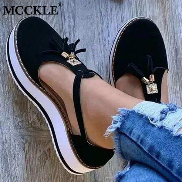

mcckle новых женщин сандалии пряжки ремень flock летняя обувь chaussures femme flat платформа sandalias плюс размер обуви 2020 мода y200702, Black