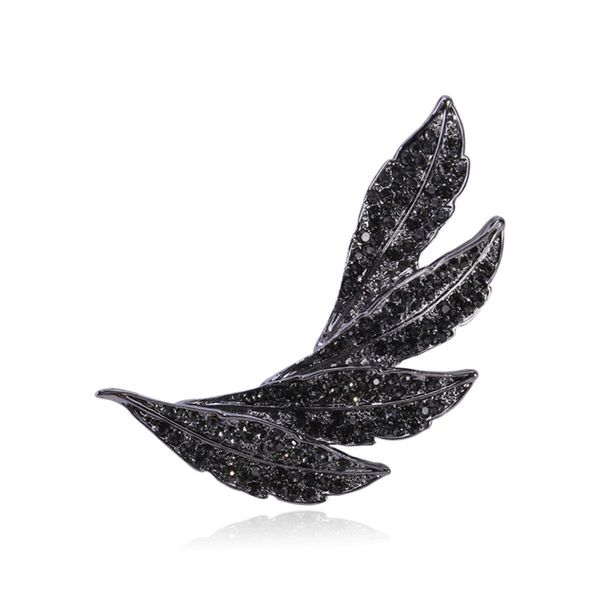 

zhang korean style man-made rhinestone leaf brooch simple versatile clothing ceremony banquet anniversary, Gray
