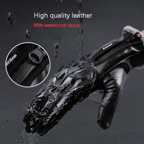 

winter men women cycling gloves full finger leather gloves waterproof windproof antiskid touch screen ski outdoor sports gloves cycling glov, Black