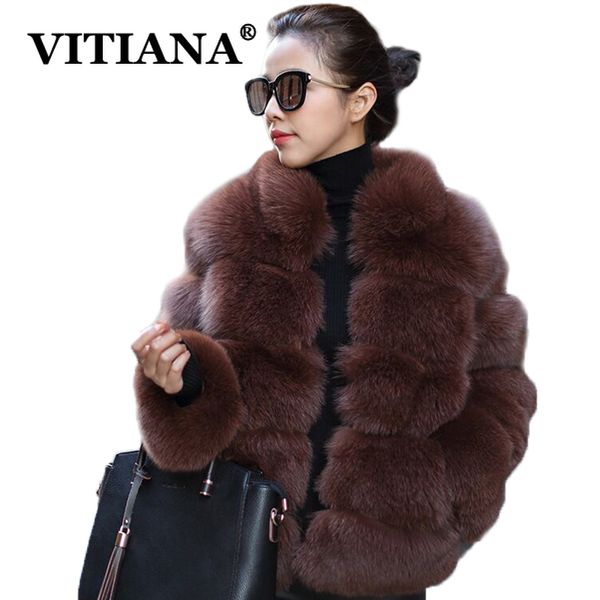 

vitiana women casual faux fur coat ladies 2019 autumn winter long sleeve elegant warm soft outwear female fashion fur coats, Black