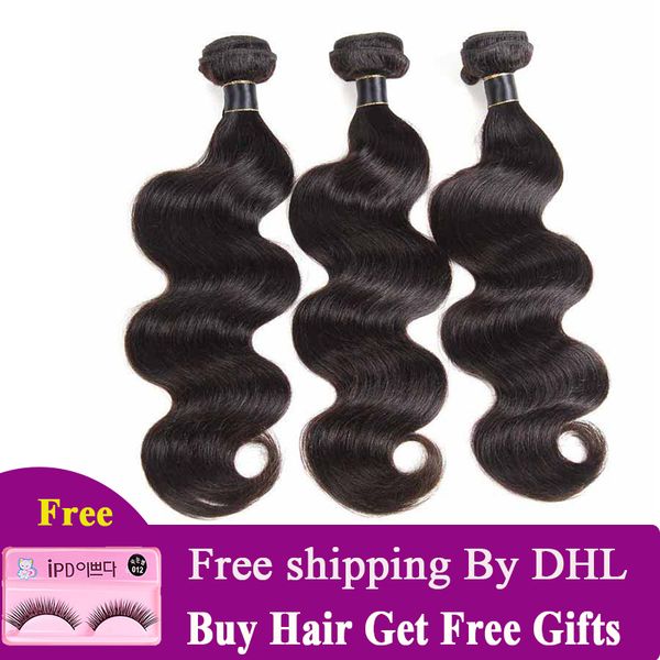 

бразильские объемная волна волосы 3 связки необработанных человеческих волос переплетений body wave natural black бразильских волосы пучки д