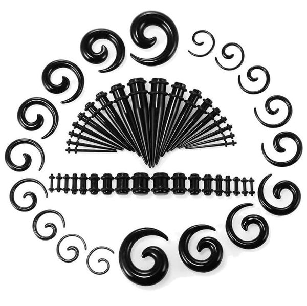 

54 шт человек женщины earlets gauge тела способа piercing jewelry expander вилки и тоннели высокого качества расширители уха мода, Silver