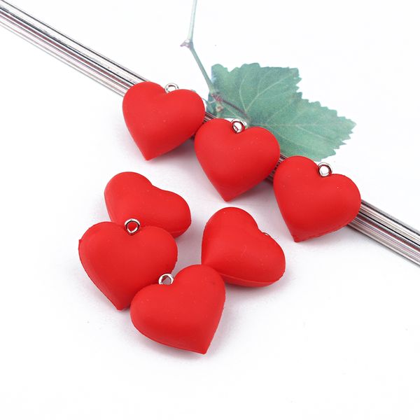 

10cps горячий красный силиконовый любовь сердце серьги подвески брелок декор ювелирных изделий браслет ожерелье кулон небольшой diy аксессуа, Bronze;silver
