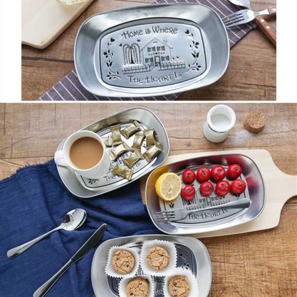 

30pcs/lot metal tray durable portraits oval fruit dish pastrol bread plate snack dessert storage organizer
