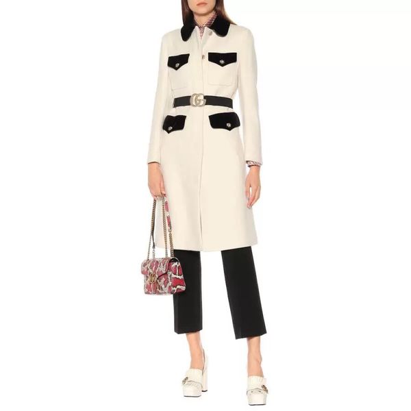 

autumn and winter new black and white long sleeve coat