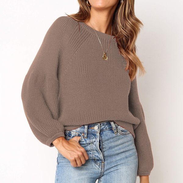 

feitong o neck women sweaters knitted pullovers autumn winter clothing solid loose bat sleeve sweater abrigos mujer invierno 7#3, White;black