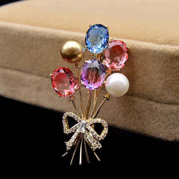 

cindy xiang omber color cubic zirconia balloon brooches for women spring desgin valentine's day jewelry beautiful pin