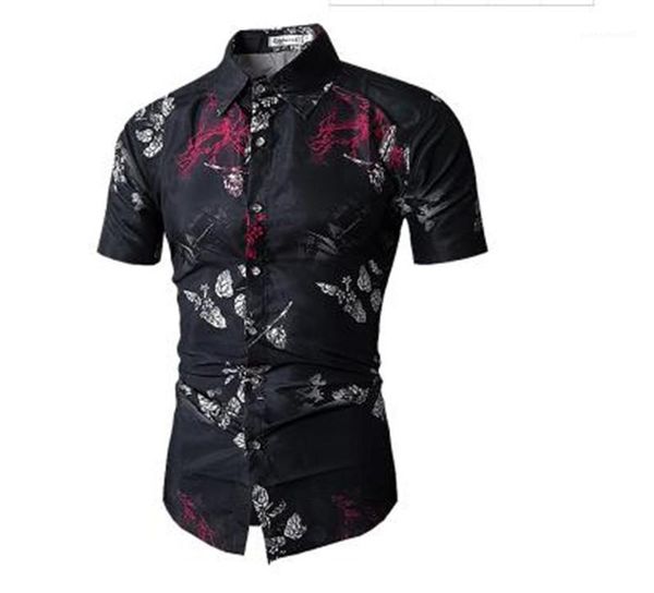 

summer spring short sleeve o neck men clothes men tshirt designer flower print button novelty tshirt 2020, White;black