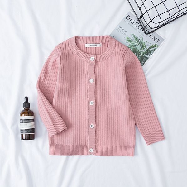 

2020 spring cotton sweater baby children clothing boys girls knitted cardigan sweater kids spring wear ribbed girl sweaters, White
