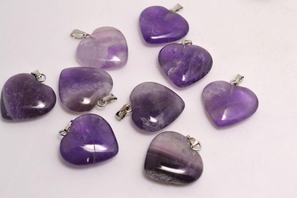 

lots wholesale jewelry cue heart naturl amethyst gemstone loose beads silver plated hook fit bracelets and necklace diy #b96, Black