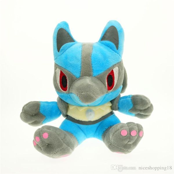 

18cm cartoon lucario plush toys doll kawaii pikachu anime pocket monsters stuffed animals doll kids christmas gifts t422