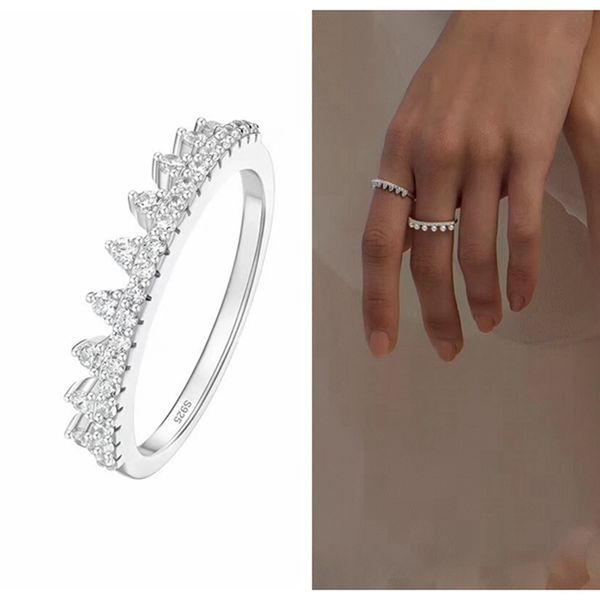 

твердые стерлингового серебра 925 балетная пачка юбка палец кольцо с фианитами кольца трансмиссионные для женщин свадьба партии, Slivery;golden