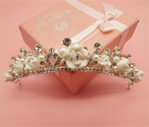 

2015 новое прибытие роскошь ручной работы из глины цветы жемчуг свадебной тиары свадьбы аксессуары для волос женщин головной убор оптовой, Golden;white