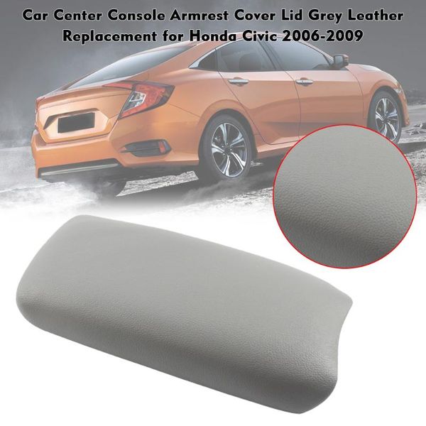 

unique for civic 2006-2009 car center console armrest cover lid car interior replacement grey/ black leather