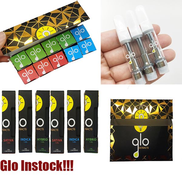 

GLO Vape Cartridges Packaging 510 Thread Vape Pen 0.8ml 1.0ml Vaporizer Empty Ceramic Tip Thick Oil atomizer white Vape Kit Instock