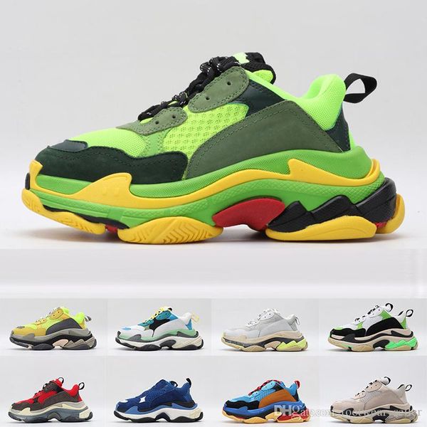 

2020 paris triple s 17fw arch platform bottom green luxury dad shoes triple-s sneakers for mens women vintage kanye old grandpa trainers, Black