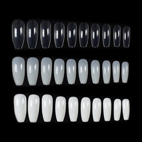 

new 100/500pcs long ballerina coffin shape full cover false fake nails art tip diy, Red;gold