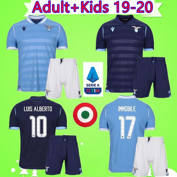 

kids kits lazio soccer jerseys 19 20 immobile luis bastos alberto marus sergejic children men football shirt boys maglia da calcio, Black