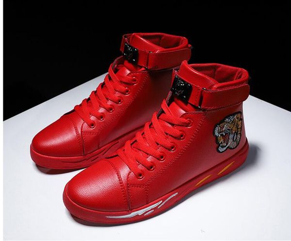 

brand designer tiger print ace plus velvet embroidery high-sneakers black leather casual shoes fashion luxury red sneakers men woman s01