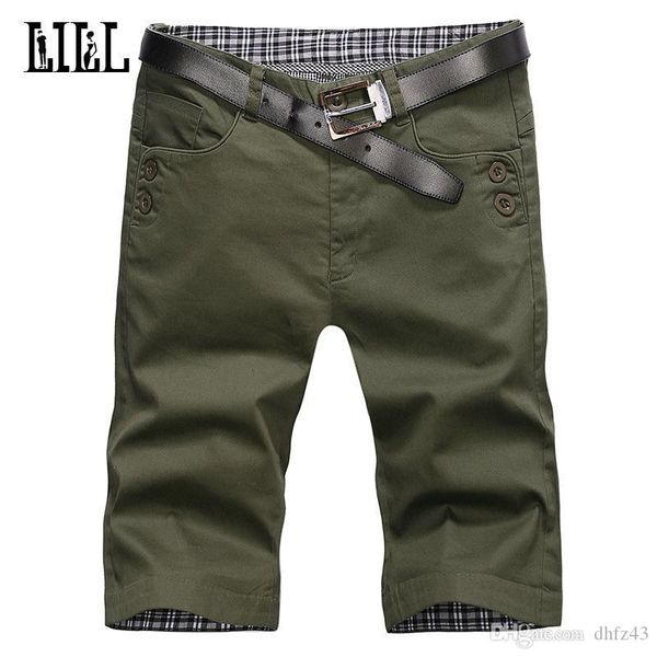 

wholesale- 2017 mens cotton casual shorts men summer breather cargo shorts with button male half short trousers black,uma385, White;black