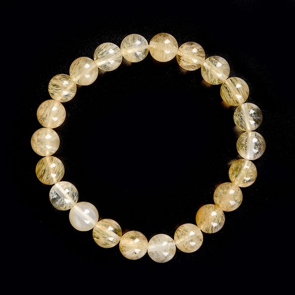 

yellow and white color phase spacing 8 mm with bright beads of z and piezoelectric synthesis crystal bracelet, Golden;silver