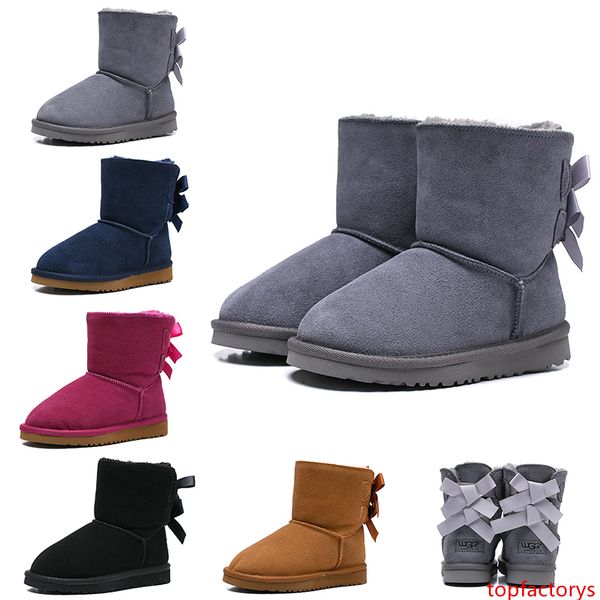 

wgg australian classic kids boots designer snow boots for children girl boy ankle bailey bow fashion winter booties 26-35 ing
