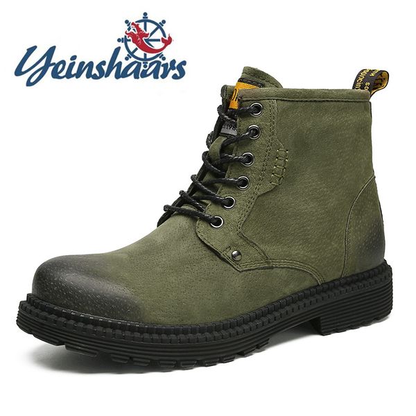 

mens shoes suede boots fashion winter outdoor shoes casual classic british style 2020 ankle boots motorcycle green, Black