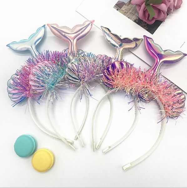 

mermaid baby headbands beach party kids hair sticks princess headband girls headbands halloween mermaid head butt, Slivery;white