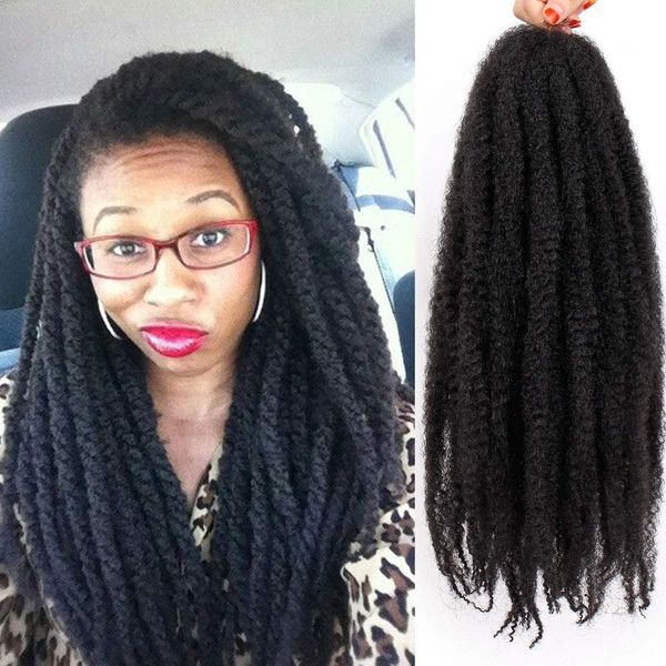 2020 Hot 18 Afro Kinky Marley Braids Hair Extensions Synthetic