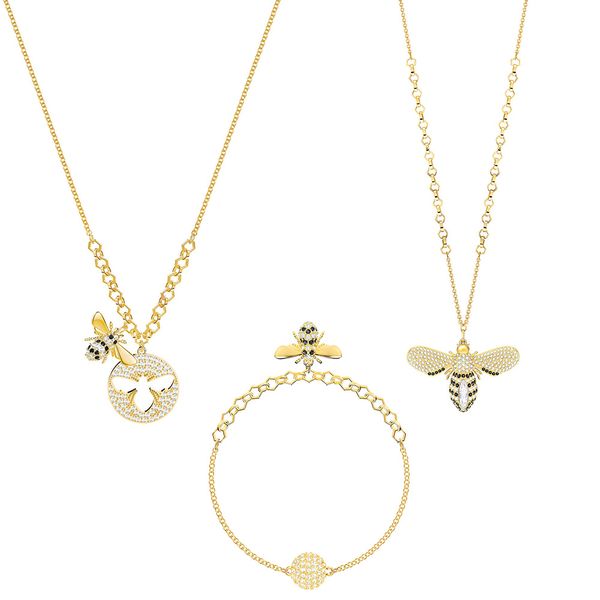 

2019 мода высокое качество нового lisabel ожерелье set женский блестящий кристалл пчела отправить girlfriend романтический день рождения под, Silver