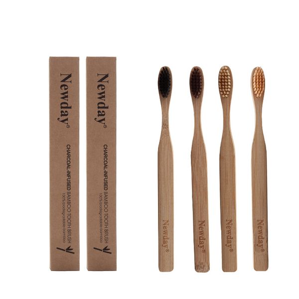 

new l toothbrush environmental bamboo charcoal toothbrush for oral health low carbon medium soft bristle wood handle toothbrush