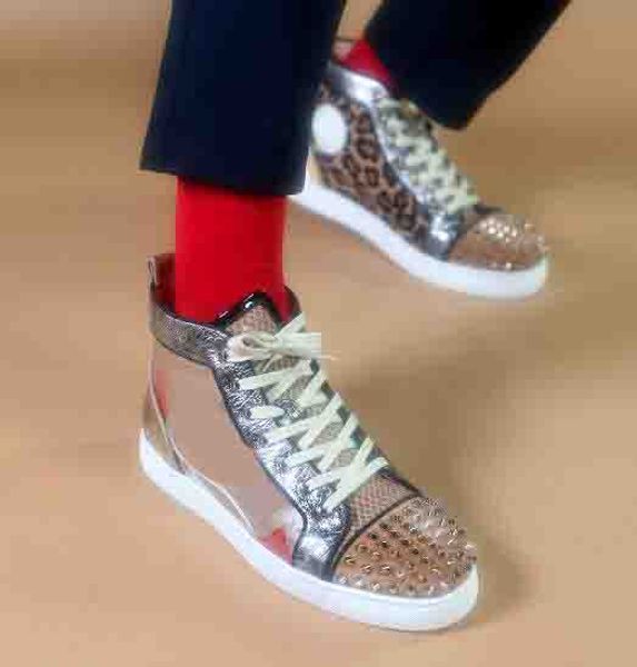 

2018 loubikraft pvc patent leather spikes men sneakers red bottom women shoes with words print red sole designer low/high cut trainers, Black