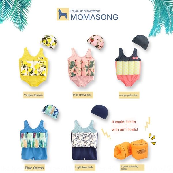 

qijoc 2020 children's functional male and female baby one-piece swim learning swimsuit environmental protection buoyancy swimming suit, White;black