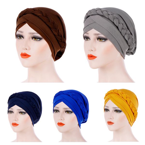 

new women's braid cross cotton turban head hat cancer chemo beanies cap headgear female headwear headwrap hair accessories