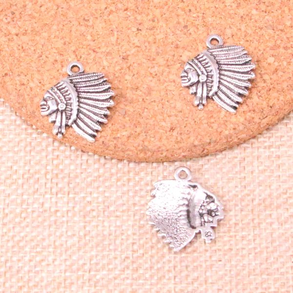 75 Stück Charms Indianerhäuptling Kopf 21*18mm Antik Herstellung Anhänger passend, Vintage Tibetsilber, DIY handgefertigter Schmuck