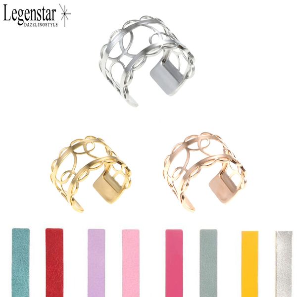 

legenstar hoop rings for women open resizable finger rings anillo georgette stainless steel reversible leather bague jewelry, Silver