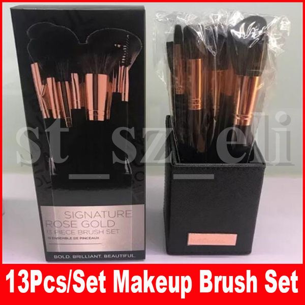 

бренд макияж кисти подпись розовое золото 13 шт. / компл. набор кистей для лица глаз губ пудра тени для век косметика с держателем
