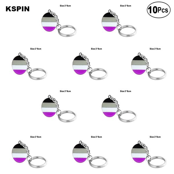 

asexual pride key ring lapel pin flag badge brooch pins badges 10pcs a lot, Gray
