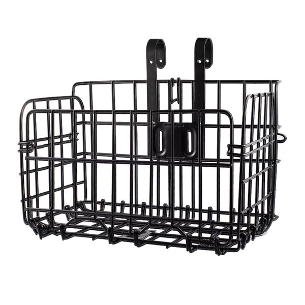

folding metal wire bicycle front handlebar storage basket bike cargo rack cycling mountain road bike mtb accessories