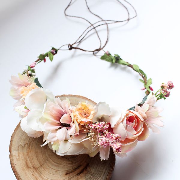 

hand made stereo simulation flowers wreath sweet princess hairbands bridals headdress seaside holiday wedding garlands hair accessories s117, Slivery;white