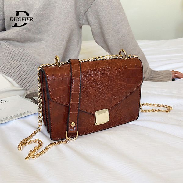 

crocodile pattern crossbody bags for women 2019 small chain handbag tote bag pu leather hand bag ladies shoulder bags