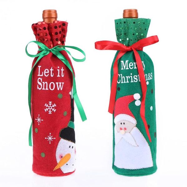 

christmas wine bottle cover bags red wine decorations christmas decorations for home party xmas dinner table ornament