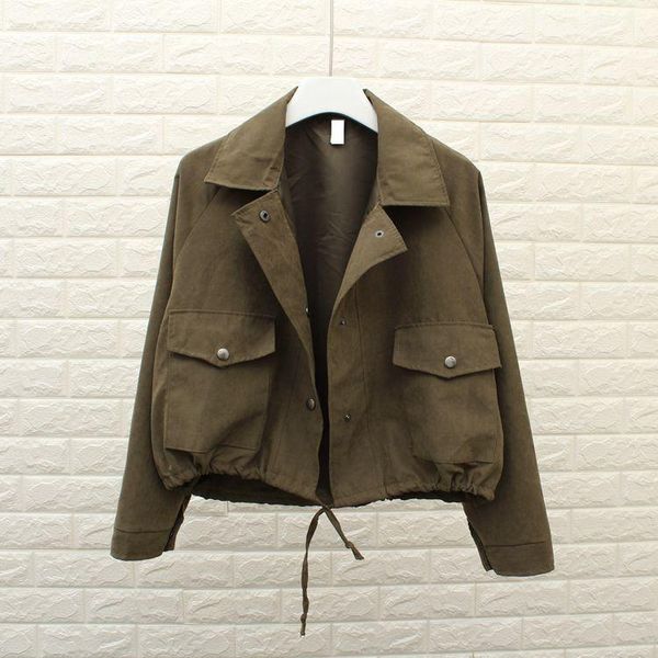 

spring autumn new women jacket loose pocket casual cropped solid jacket coat fashion female outerwear girls casual, Black;brown