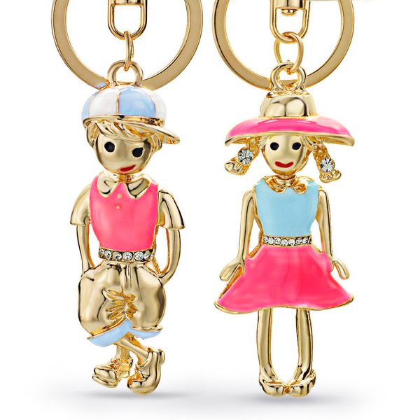 

fashion- boy for lovers gift key chains rings holder couples crystal bag pendant for car keyrings keychains chaveiro k249, Slivery;golden
