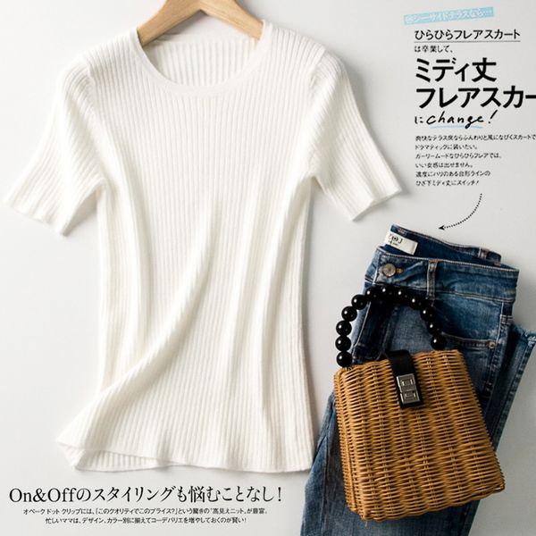 

2020 new casual slim short sleeve bottoming shirt, White